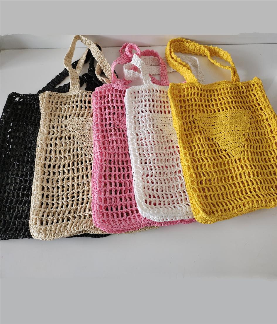 

Fashion Letter P Mesh Hollow Woven Shopping Bags Home Decor for Summer Straw Tote Bag Shoulder Beach Bag 6Color8708978