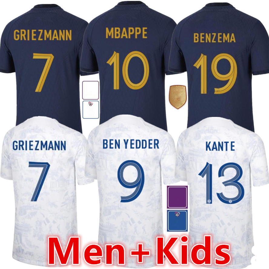 

French club Full jerseys 2022 soccer jersey Sets 2023 BENZEMA MBAPPE GRIEZMANN COMAN PAVARD KANTE Maillot de foot equipe Maillots kids kit Men football shirt