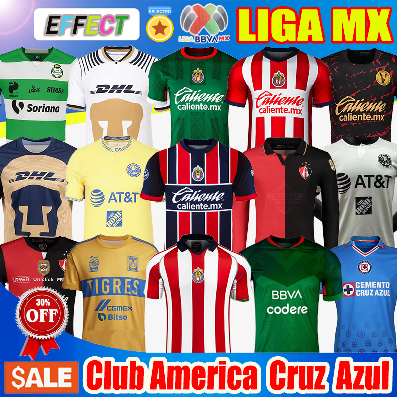 

22 23 Club Soccer Jerseys 2022 2023 Atlas NAUL Tigres Chivas Guadalajara 20 ANOS Xolos Tijuana Cruz Azul Home Special Green UNAM, 21-22 club america third black green