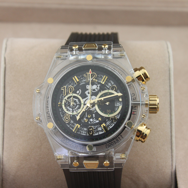 Leisure men's watch hollow movement large dial timing core luxury quartz watch glow-in-the-dark waterproof-image-827737411