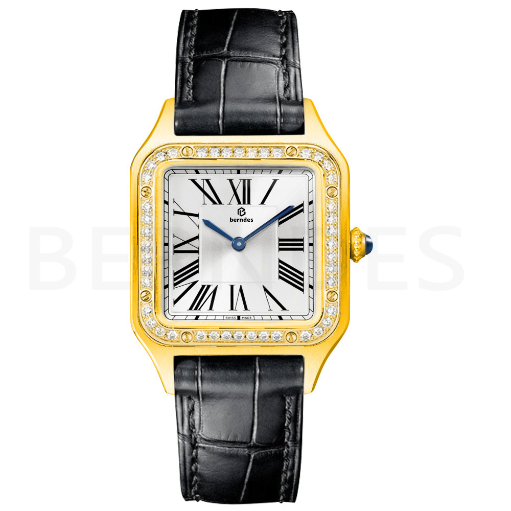 

Fashion women's watch quartz movement inlaid with imported diamond cowhide strap Multi color stainless steel material suitable for dating various parties, Box 19