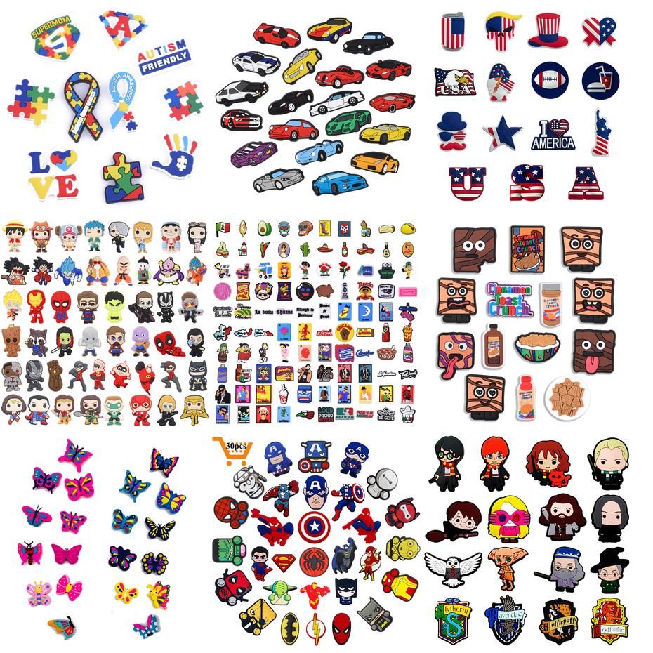 

Shoe Parts Accessories Shoes Charms For Croc Superhero Clog Sandals Bands Wristbands Cartoon Decoration Men Boys Adts Sons Drop Deli Amtrf