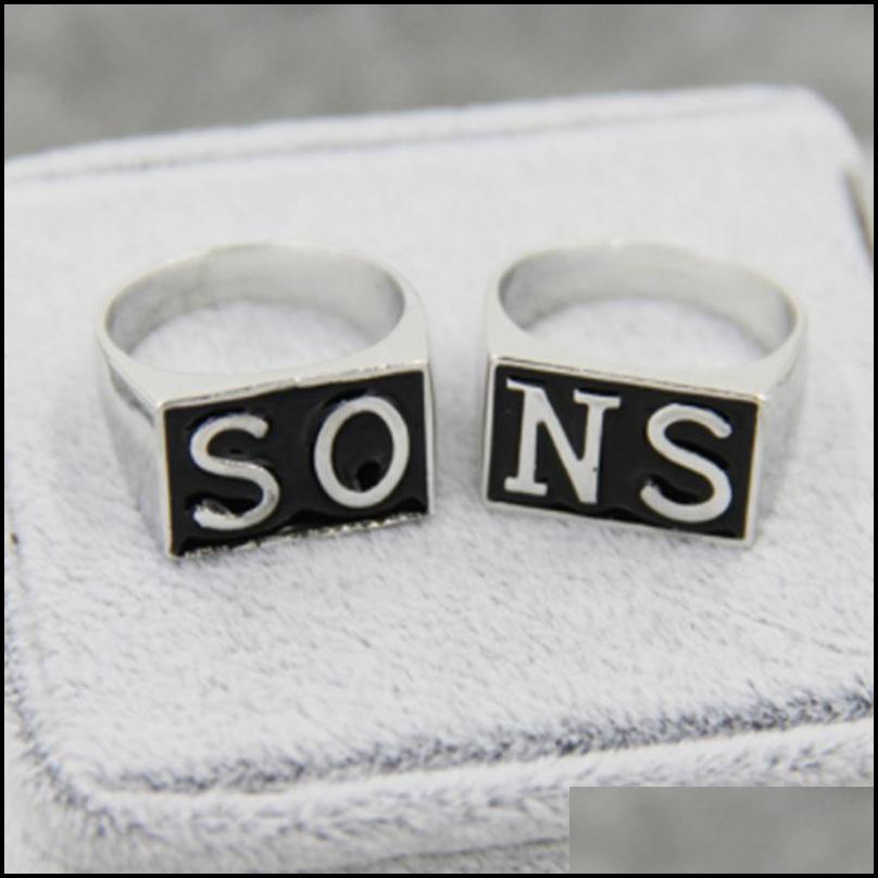 2pcs the sons of anarchy rings men rock punk cosplay costume silver size 813 harley motorcycle ring finger181g