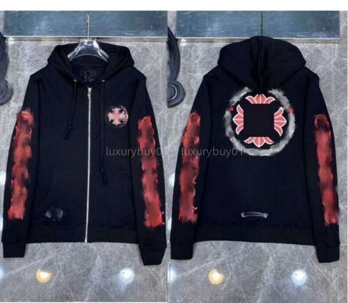 

Luxury Classic Men's Heart Sweatshirts Brand Ch Designer Hoodie Chromes Fashion Men Women Horseshoe Sanskrit Loose Zipper Jacket Pullover Hooded Tops Coat