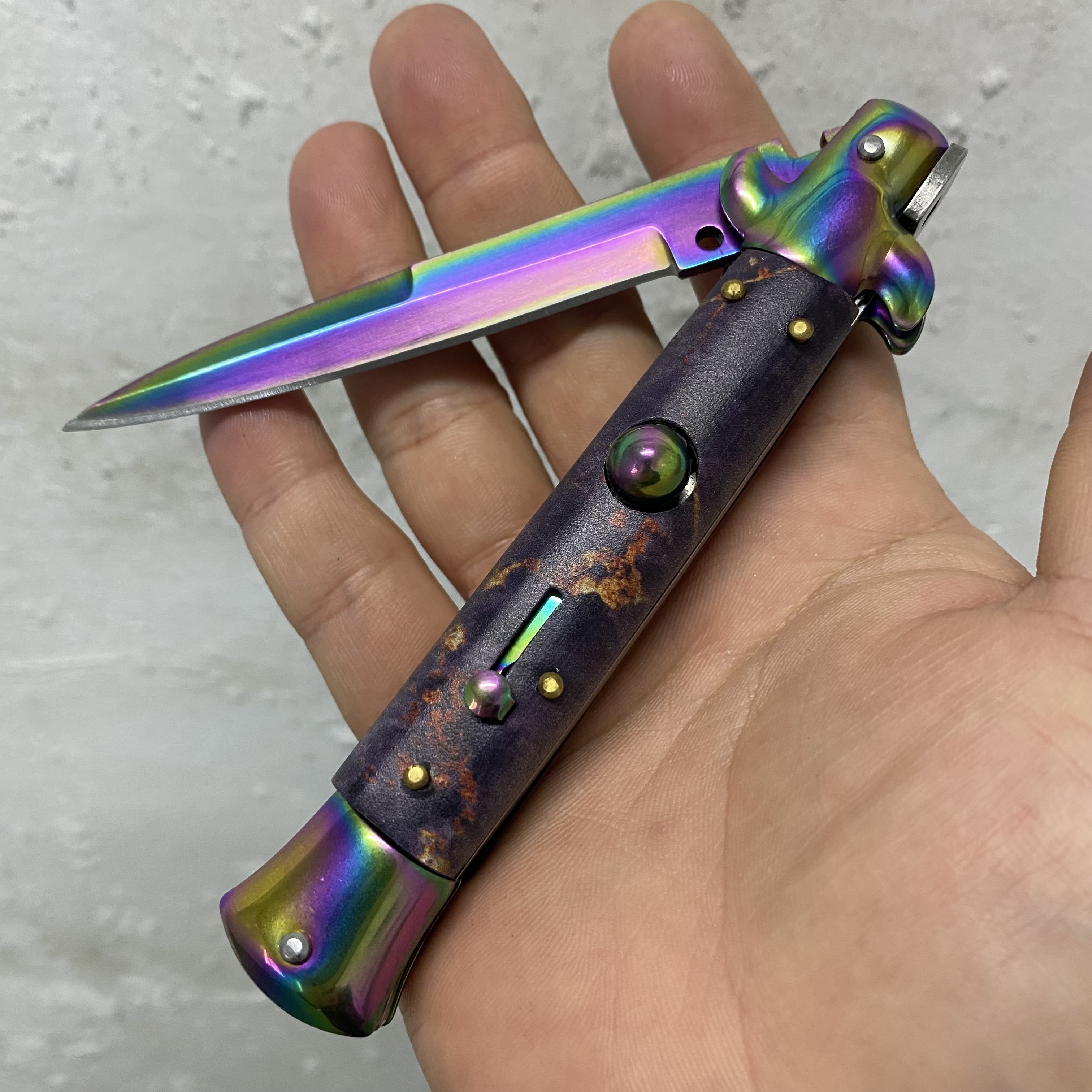 

Survival Outdoor Camping knifess Tactical Folding pocket Knife Italian Mafia Stiletto Automatic Horizontal Knives steel Blade Garden EDC tools hunting knifes