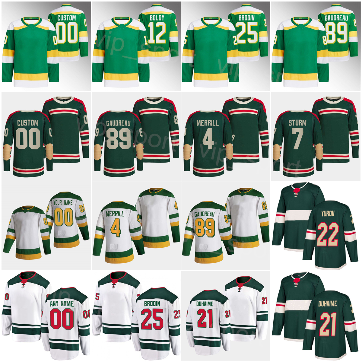 

Hockey 2023 Reverse Retro 28 Liam Ohgren Jerseys 22 Danila Yurov 47 Alex Goligoski 89 Frederick Gaudreau 25 Jonas Brodin 12 Matt Boldy 4 Jon Merrill 21 Brandon Duhaime, Red