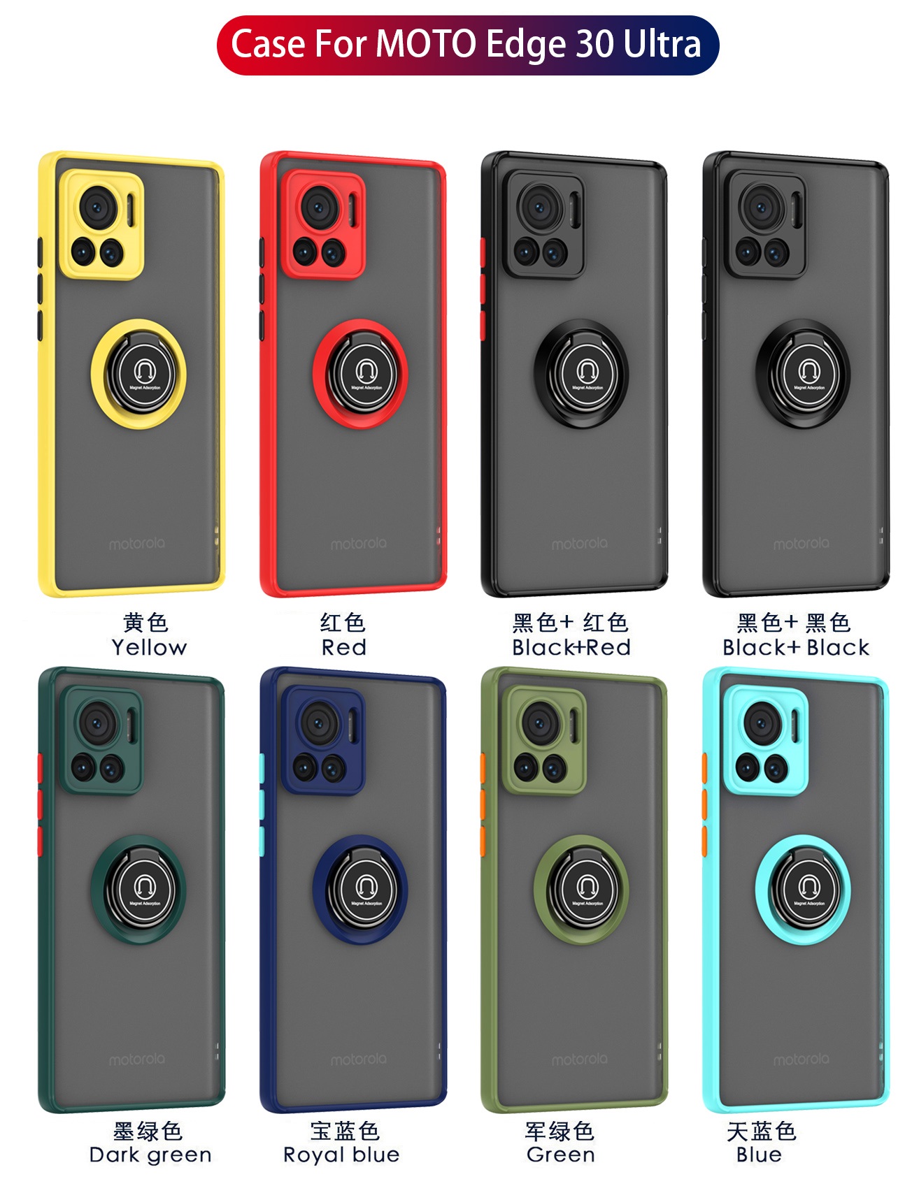 

Armor Cases For Motorola Edge 30 Neo Moto Edge 30 Ultra G32 E22 E22i Fusion X30 S30 Pro Case Silicon Ring Stand Hard Cover, Green