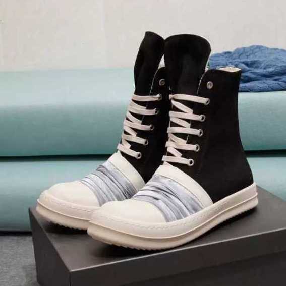 

Boots Designer Rick Owen Canvas High Top Shoes Platform Boot Men Women Shoe Black Lace Up Booties ZKCY 569 hghH