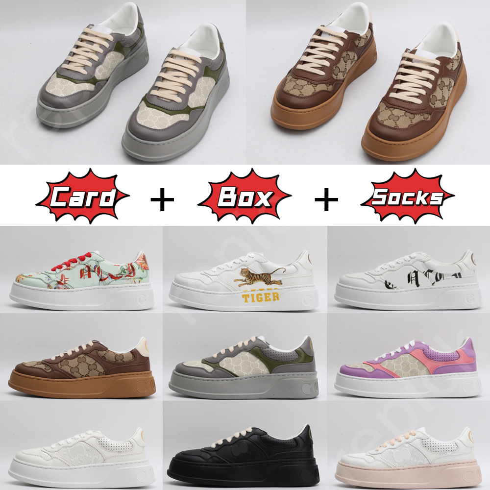 

Designer Shoes Double G Printed Embossed Trainers Men Women Shoes Comfortable Breathable Web Sneaker Platform Shoe With Box, As shown here