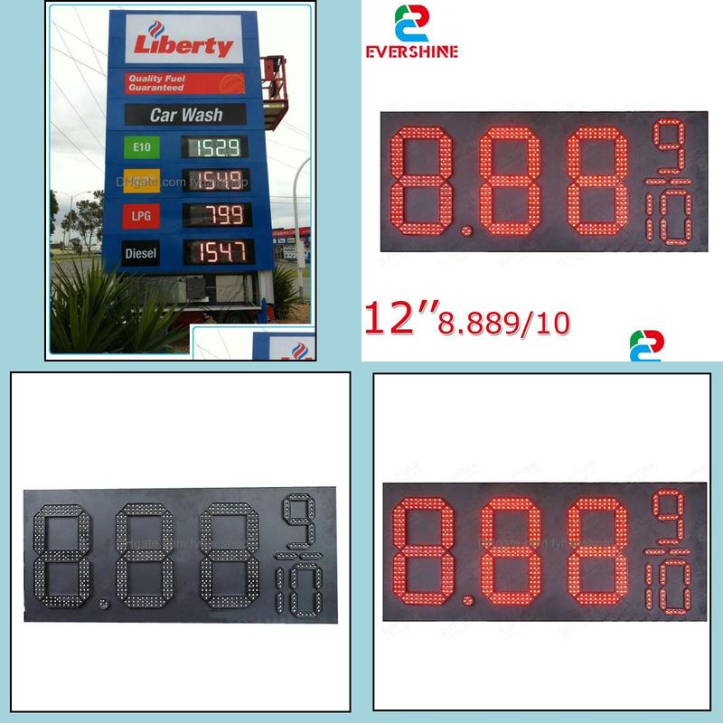 8889/10 front access red color 12 inch outdoor high brightness waterproof 7 segment digital number led gas/oil price sign board