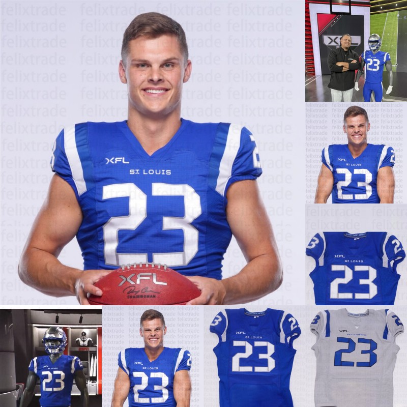 

2023 St. BattleHawks Jersey Nick Fitzgerald AJ McCarron Brogan Roback Ta'amu Christine Michael Matt Jones Taylor Heinicke Tillery XFL Football Jersey, Blue