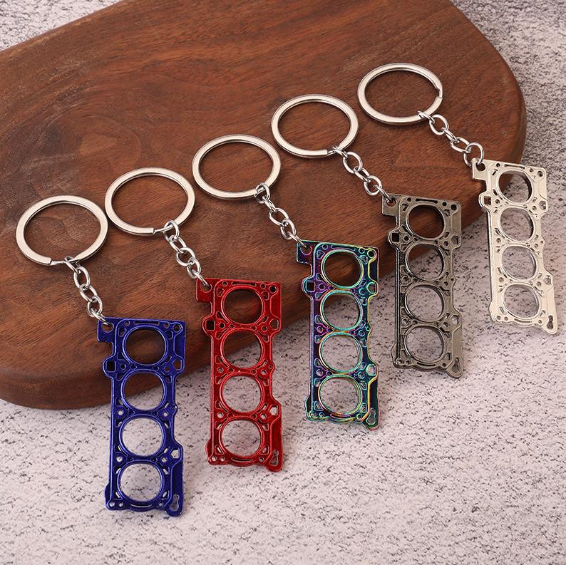 

Car Modification Keychain Turbo Four Cylinder Head Engine Gasket Model Key Ring