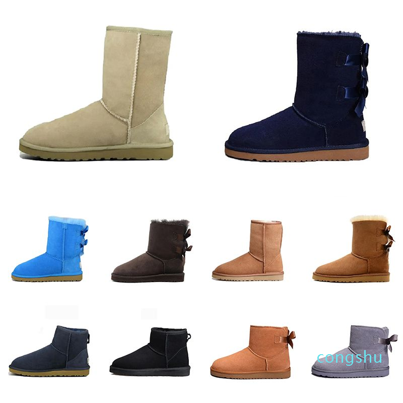 

With Box Women Snow Boots Triple Black Chestnut Designer Navy Grey Fashion Classic Over The Knee Ankle Short Boot Womens Ladies Keep, #1