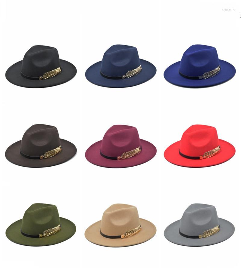 

Berets 2022 High Quality Vintage Classic Felt Jazz Fedora Hat Big Brimmed Cloche Cowboy Panama For Women Men Bowler Fedoras, Black