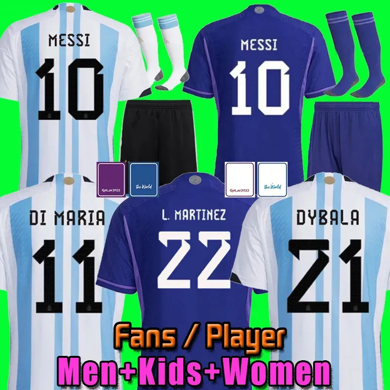 

Fans player Version 2022 Argentina soccer Jerseys 22 23 MESSIS MAC ALLISTER DYBALA DI MARIA MARTINEZ DE PAUL MARADONA child kids kit Men, Green