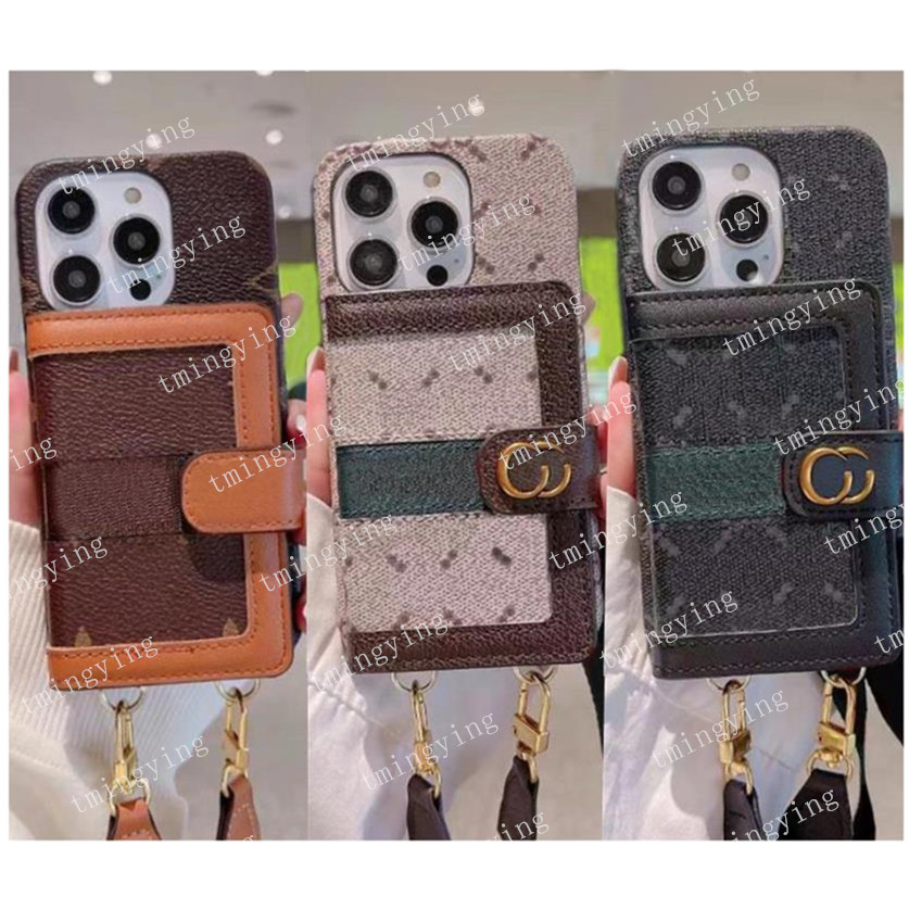 

Top Leather Designer Phone Cases For iPhone 14 Pro Max 13 12 11 Xs XR X Fashion Wristband Shoulder Bag Back Cover Luxury Shell wallet Card Holder Pocket Case With box, #9- grey g