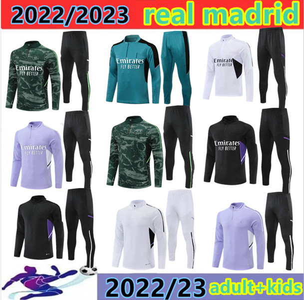 

2022 2023 Soccer Tracksuits Sets Real madrides TRACKSUIT set 22/23 men and kids football kit chandal futbol survetement madrides TRAINING suit soccer jersey 08, Green