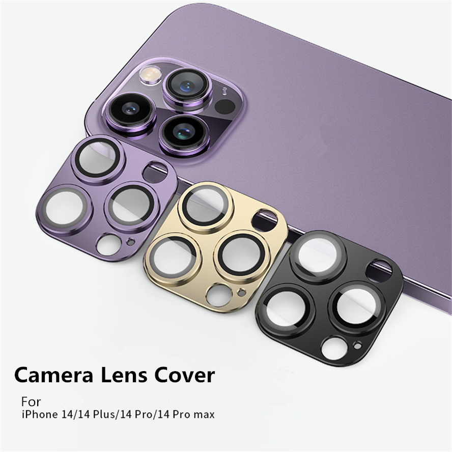 

Luxury Camera Lens Protector Cover Cases Metal Ring Back Camers Tempered Glass Film Case For Apple iPhone 14 Plus Pro Max Cell Phone Screen Protectors