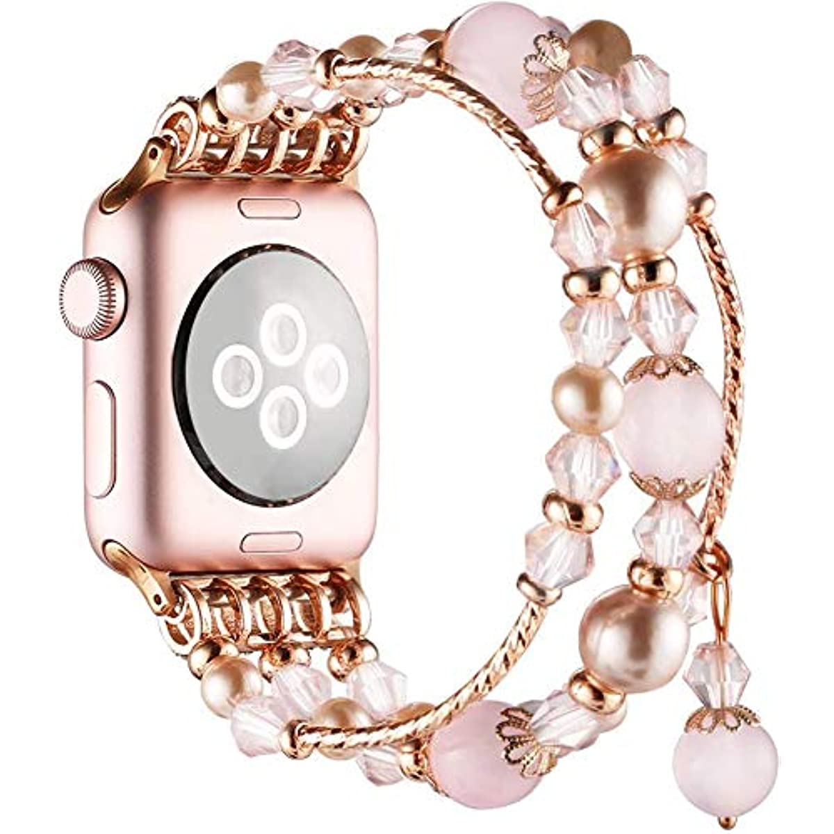 

Luxury Agate Beads Pearl Wristband Straps For Apple Watch 8 7 6 5 4 3 SE