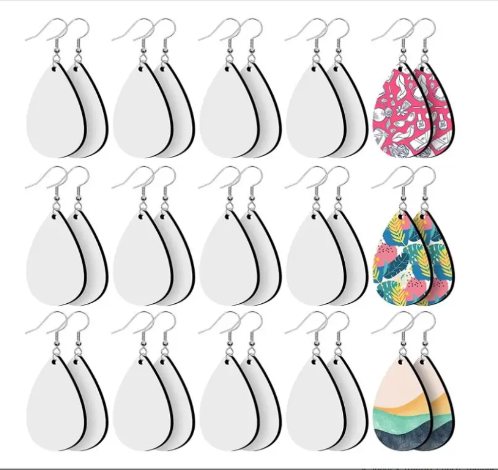 

Sublimation Blank Earrings Heat Transfer Earring Unfinished Wood Teardrop Pendants in 5 Assorted Shapes for Jewelry DIY Making P1213