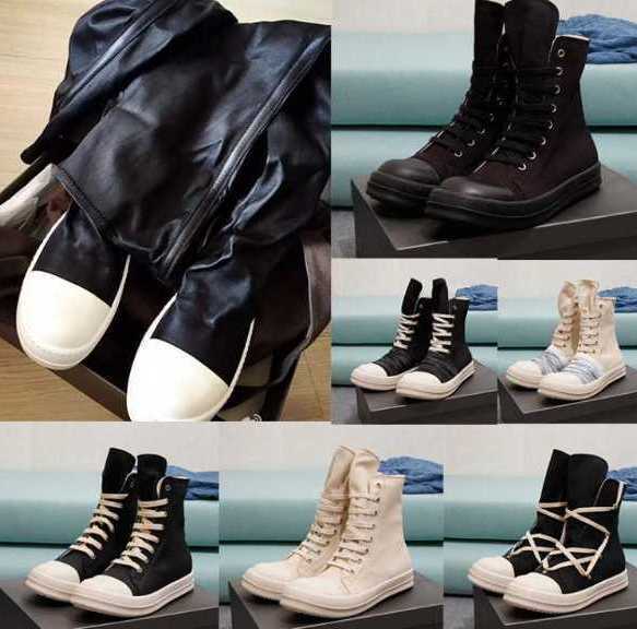 

Boots Designer Rick Owen Canvas High Top Shoes Platform Boot Men Women Shoe Black Lace Up Booties SDFDSFgfhH