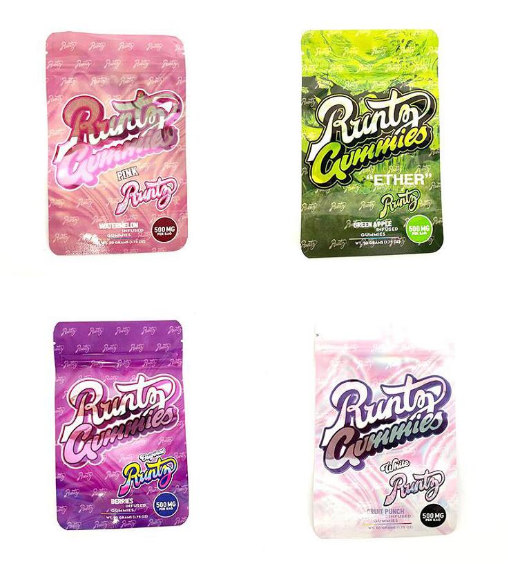 

EMPTY RUNTZ RUNTS 500mg gummmies packaging bags empty edible package bag smell proof resealable zipper pouch packages candy mylar baggies