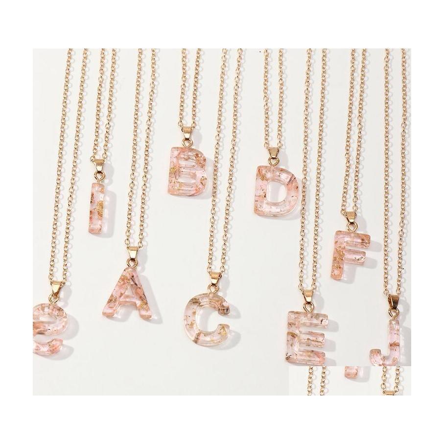 

Pendant Necklaces 26 Initial Letter Necklace Transparent Pink Acrylic For Women Jewelry Drop Delivery Pendants Otakr