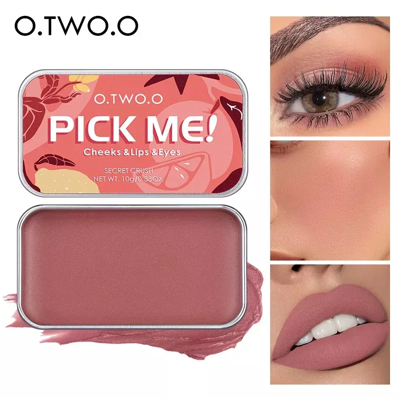

3 in 1 Cream Blush For Face Eyeshadow Lipstick Lightweight Matte Lip Tint Natural Face Blusher, As the pics showed