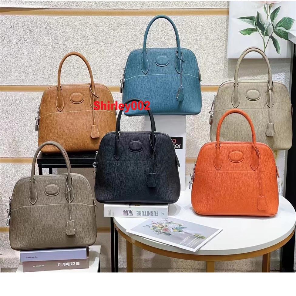

Classic High Quality Bowling Bag Cowhide leather Bolide Totes 3 different Size A Daily Handbag for commuter Big Capacity Mes274P