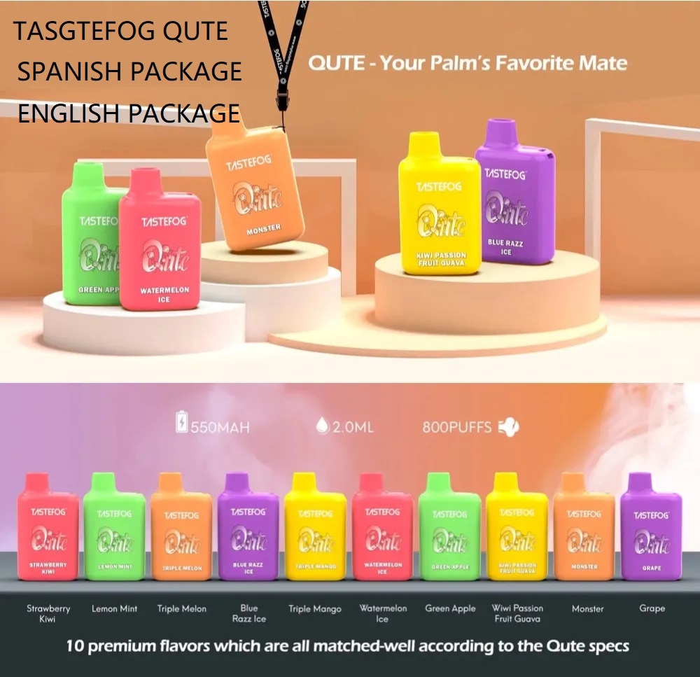 

SPAINISH TASTEFOG QUTE 800 Puffs Disposable Vape Pen Pod Device 3.8ml Pre-filled 550mah Battery 2% Strength E Cigarette 10 Flavor stock Available Mesh coil TPD VERSION