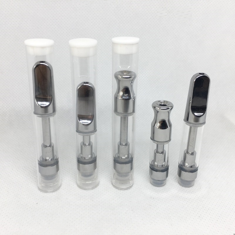 

TH210 Vape Cartridges 510 Thread Atomizer 2.0mm Hole Ceramic Coil Silver Tip Empty Vaporizer Pen Carts 0.5ml 1ml Glass Tank Thick Oil E-Cigarettes