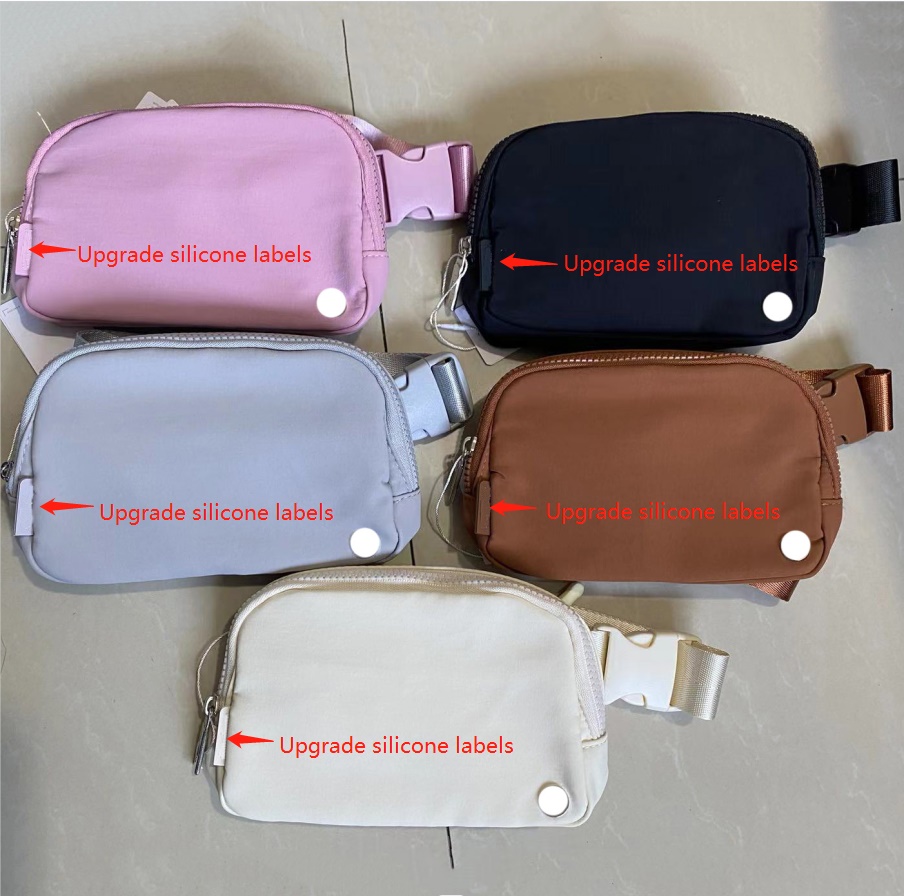 

New lu belt bag official models ladies sports waist bag outdoor messenger chest 1L Capacity with brand logo Upgrade silicone label and plush Letter version