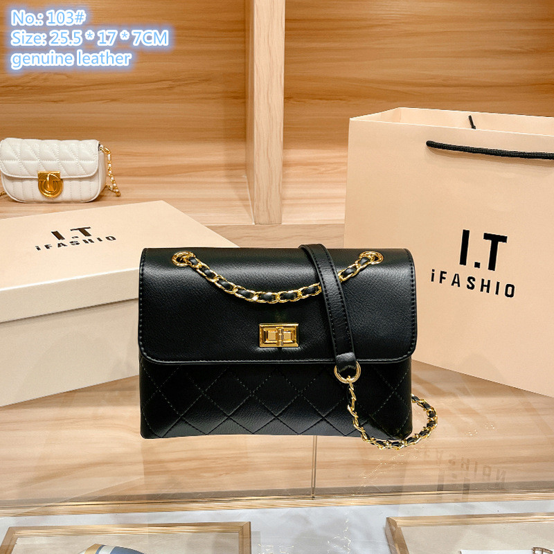 

Wholesale ladies shoulder bags 3 classic embossed leather retro handbag elegant gold buckle fashion chain bag large capacity double zipper mobile phone coin purse, Black3-103#