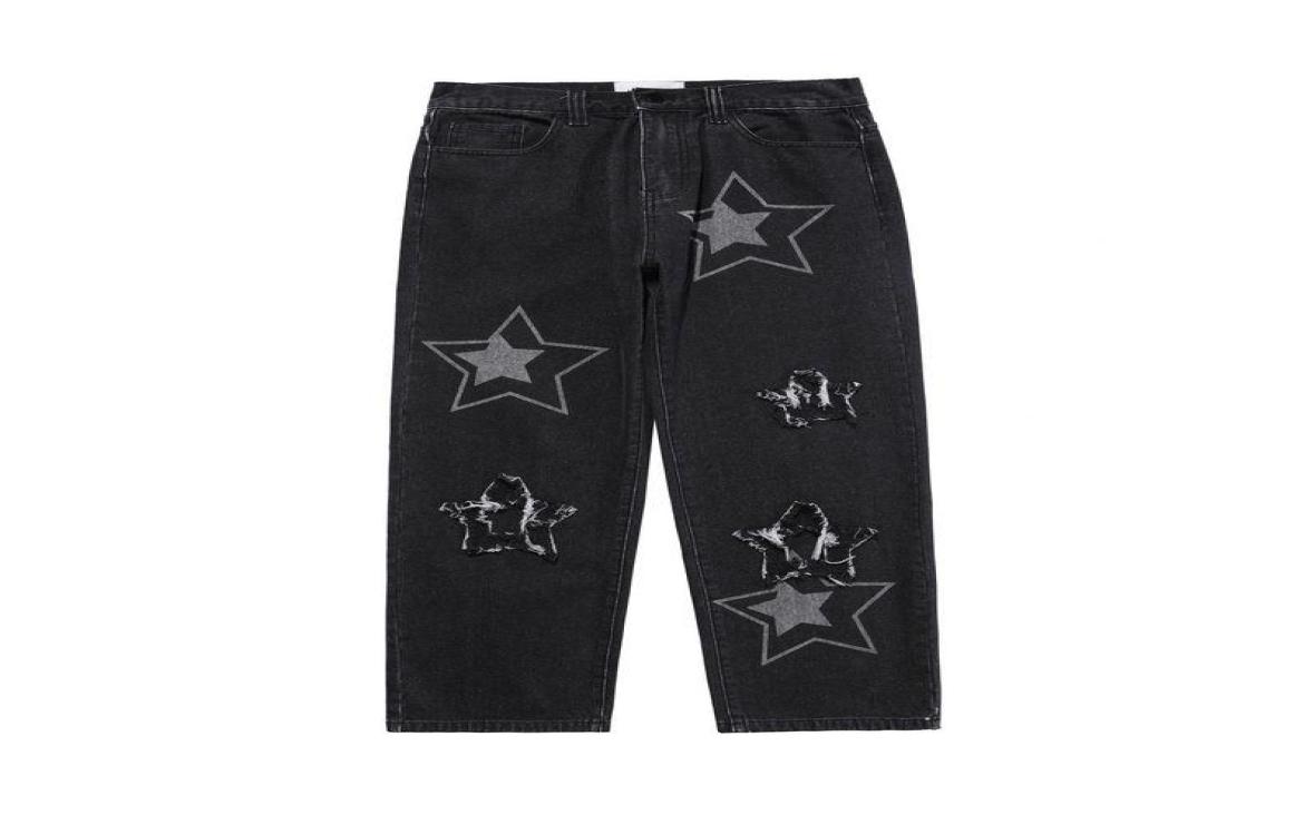 

Men039s Jeans Y2k Men Star Printed Trousers Autumn Korean Fashion Gothic High Street Style Loose Casual Slim Straight Wideleg 5037821, Black