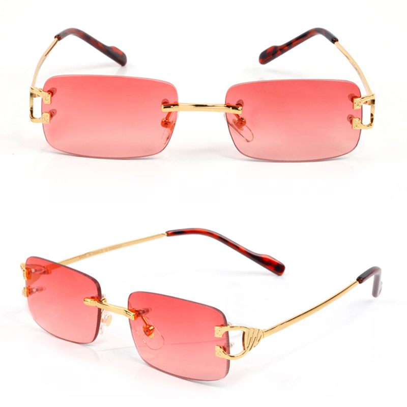 

eyeglasses man carti glasses designer sunglasses woman fashion rectangle Business Men Brand Design Summer Shades Colored lenses Alloy Rimless Frameless With box