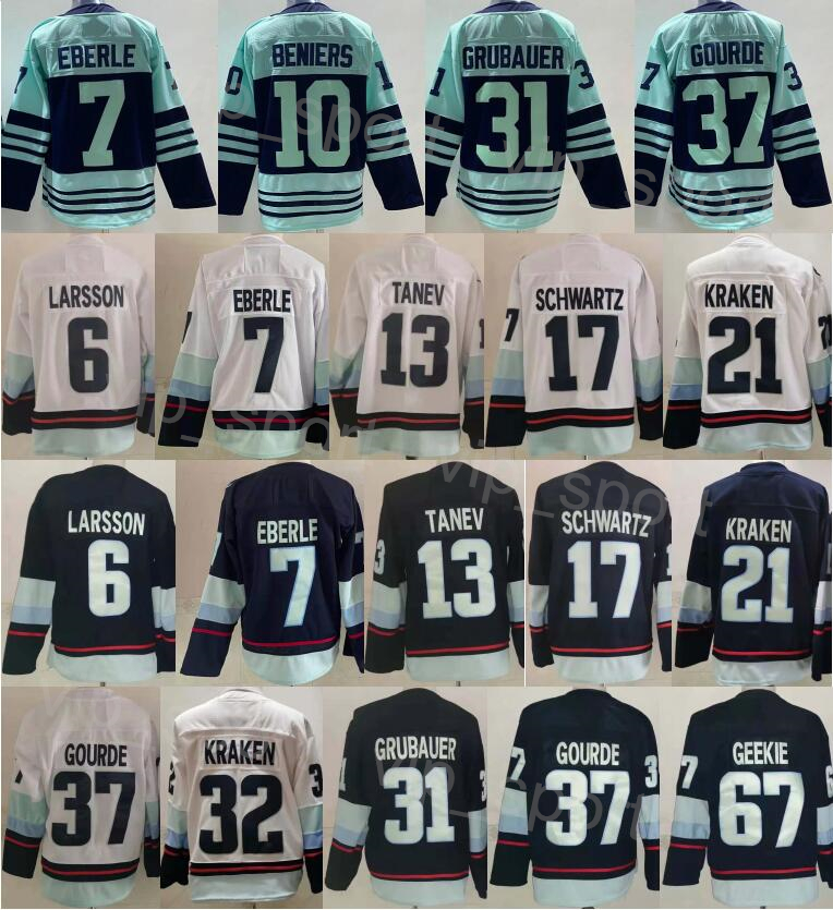 

Reverse Retro Hockey 10 Matty Beniers Jerseys 17 Jaden Schwartz 21 Kraken 31 Philipp Grubauer 37 Yanni Gourde 67 Morgan Geekie 6 Adam Larsson 7 Eberle 13 Brandon Tanev, White