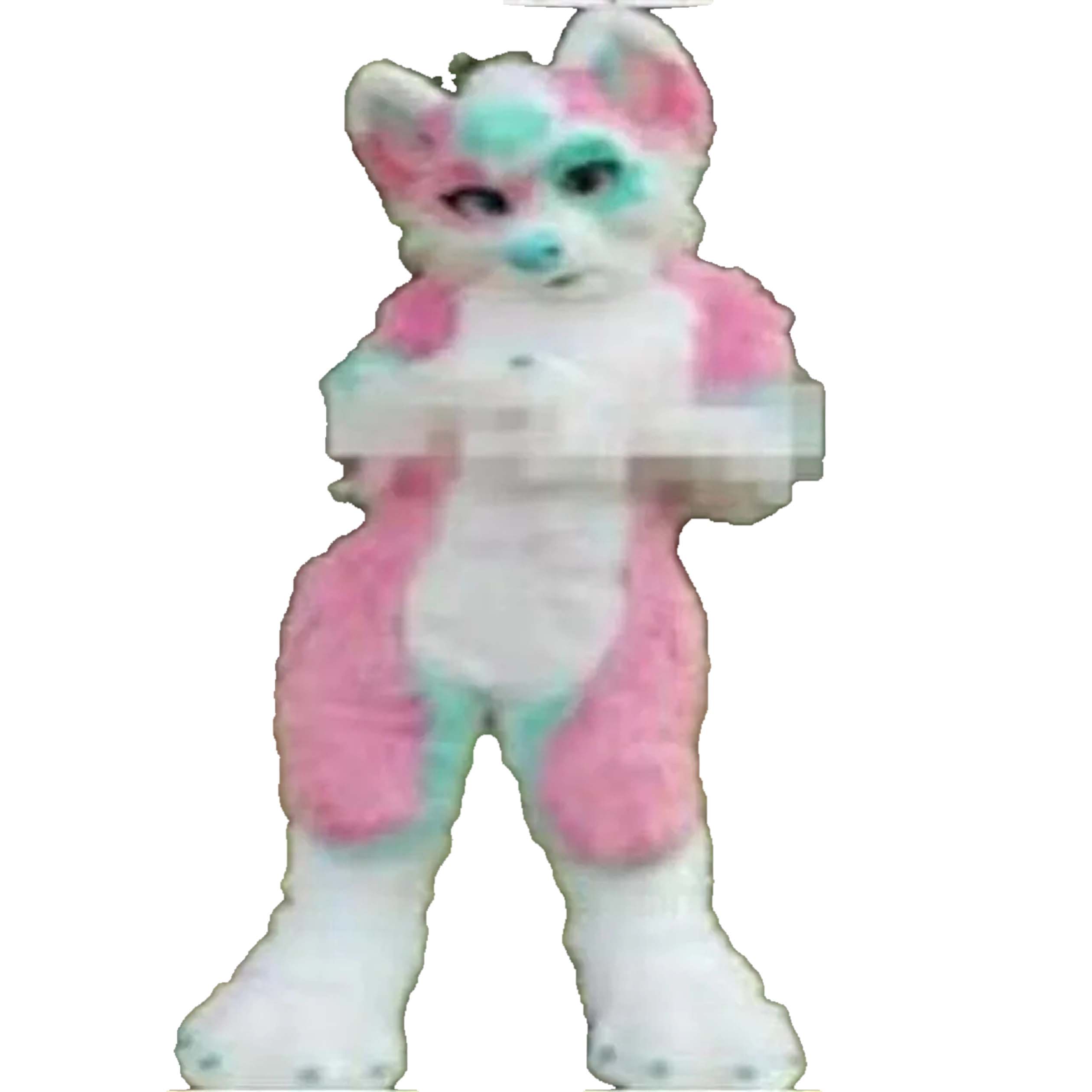 

Promotion Quality Mascot Pink Long Fur Furry Fox Wolf Husky Dog Mascot Costume Adult Cartoon Suit Outfit Opening Business Parents-child Campaign, As pic