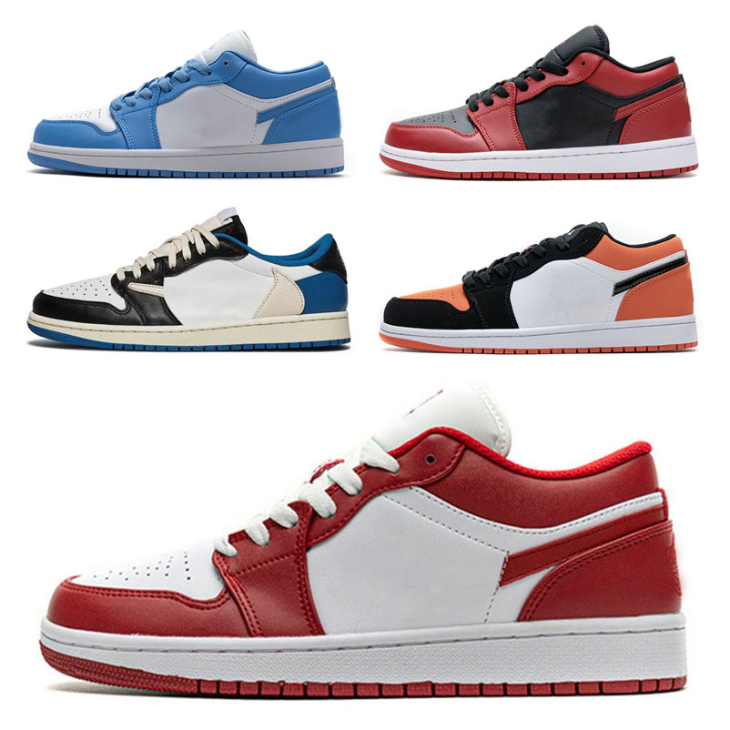 Jumpman 1 1s Chaussures de basket-ball basses Fashion A Tan Gum Fragment x Cactus Moka Starfish UNC Hommes Femmes Baskets University Blue Light S