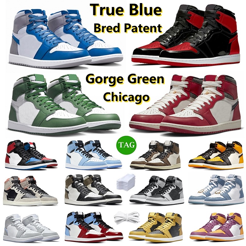 

Jumpman 1 Retro Mens Basketball Shoes True Blue Lost Found Gorge Green StarFish Bred Patent Dark Mocha Grey Fog Shadow Retros 1s Men Women Trainers Sports Sneakers, Color#13