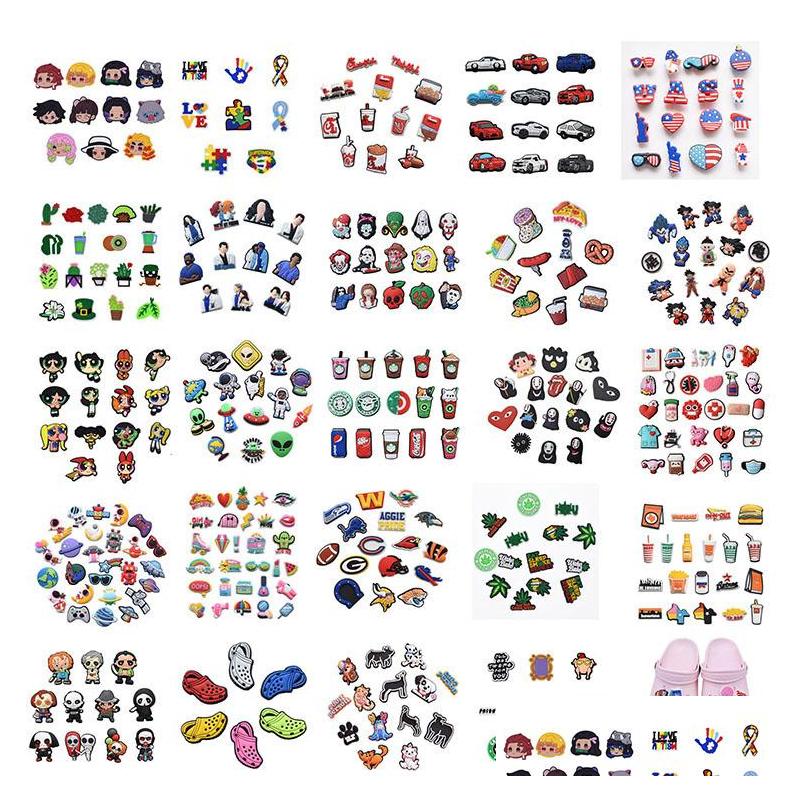 

Shoe Parts Accessories Croc Charms Pvc Garden Decoration Soft Rubber Shoecharms Buckle For Bracelet Wristband Oranment Gift Drop D Dhgyk