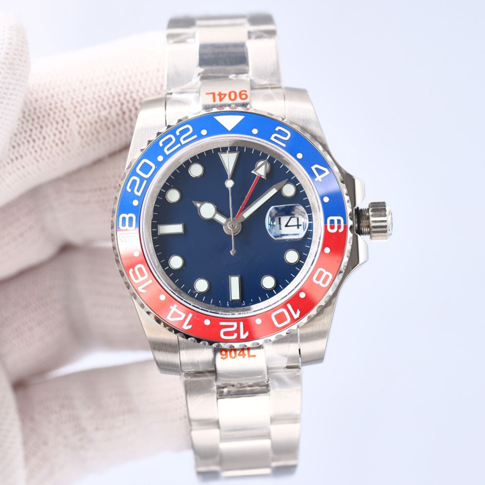 

Leisure Watches for Men 40MM Automatic Mechanical Watches Coke Bezel Steel Strap Folding Buckle Waterproof WristWatch Fashion Designer WristWatches Gift, Color 2