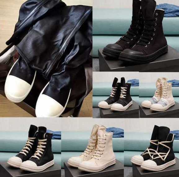 

Boots Rick Designer Owen Canvas High Top Shoes Platform Boot Men Women Shoe Black Lace Up Booties T6A8 fghhfg gfhH, 12