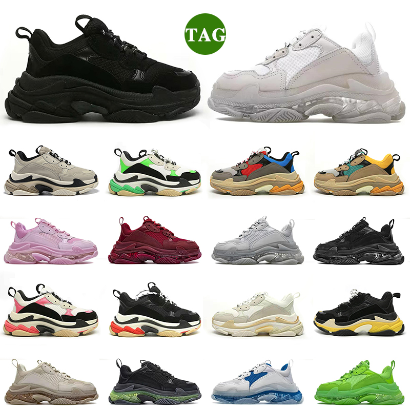 

triple s casual shoes designer men women platform sneakers Black White Beige Dark Grey Orange Green Khaki Rust Pink Bred Sier mens, Color#32