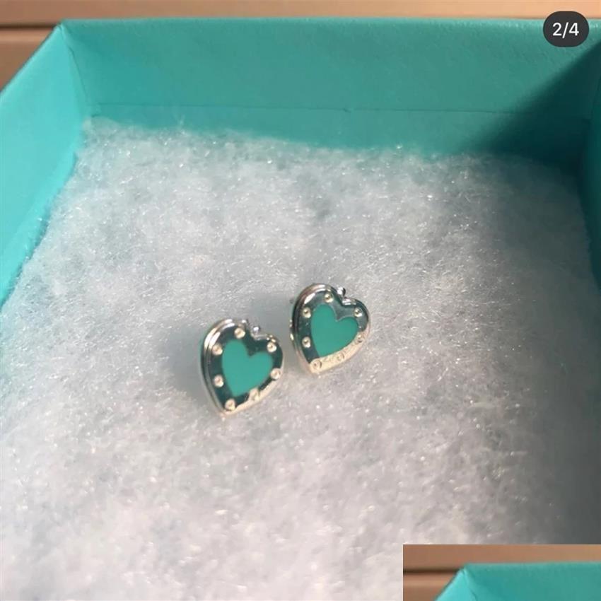 

Stud Tiff Classic Blue Love Heart S925 Sterling Sier Earrings Ladies Party Birthday Gifts Fashionable Highend224H Drop Delivery Jewel Dhlj3