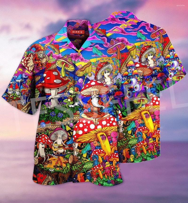 

Men' Casual Shirts Mushroom Hipple Trippy Tattoo Colorful 3DPrint Summer Streetwear Retro Funny Hawaiian Short Sleeves X3, Hawaii shirt