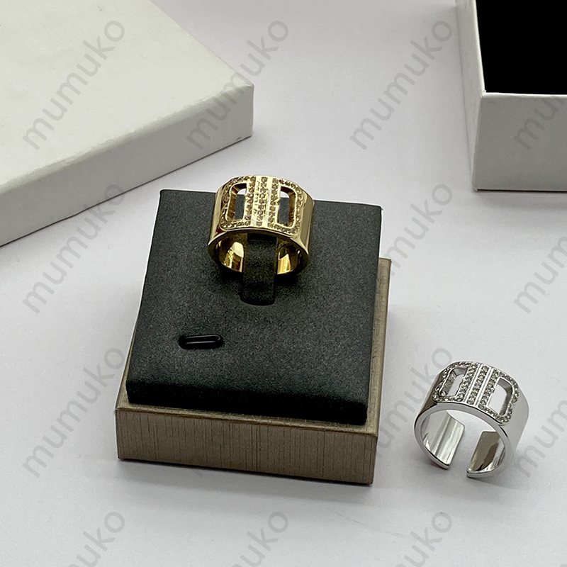 

Fashion Diamond B Love Rings Designer Ring Luxury Jewelry Gold Letters Womens Shining Jewellry Men Adjustable Size 925 Silver With Box New