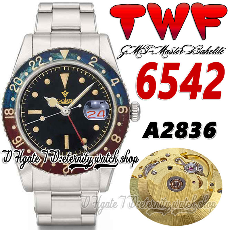 

TWF tw6542 Vintage A2836 Automatic Mens Watch 38mm Pepsi Bezel Black Stick Dial Red Calendar Oystersteel Stainless Steel Bracelet eternity Sport Watches, Watch waterproof cost
