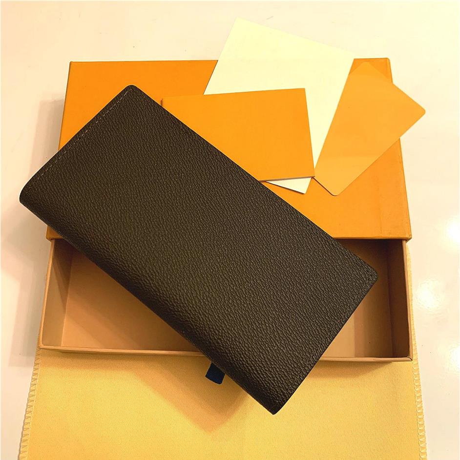 

Genuine leather Women Wallet Stylish Men Jacket Long Wallets purse card Holding Notes Credit Cards With box Flip wallet 62665 with282P, Black grid