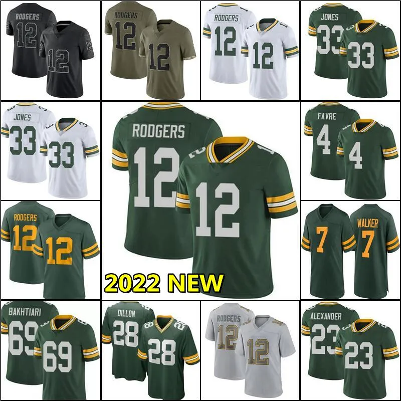 Aaron Rodgers 12 Jones Football Jersey Jaire Alexander Randall Cobb AJ Dillon David Bakhtiari Stokes Lazard Crosby Quay Green Bayes Packer Walker-image-828236457
