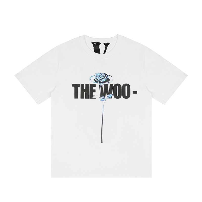 Vlone Mens Fashion Brand T Shirt Womens Print Rose White Tees Round Neck Designer Size S-XL-image-828268470